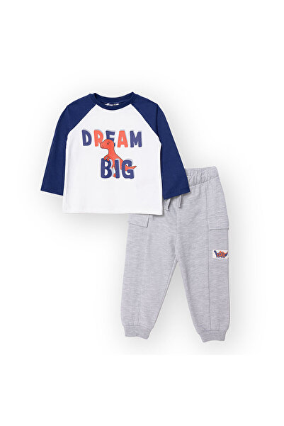 ebebek Hello Baby HelloBaby Erkek Bebek Eşofman Takımı Fermuarlı Cool Dino Uzun Kol Lastikli