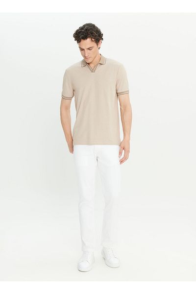ALTINYILDIZ CLASSICS Altınyıldız Classics Jacquard Beige Men's Polo T-Shirt Ace091252126_Beige