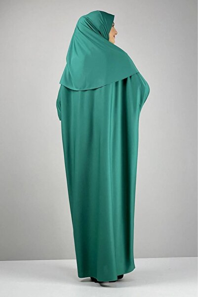 Defkay Tek parça başörtülü düz renk hafif kumaş kadın namaz elbisesi