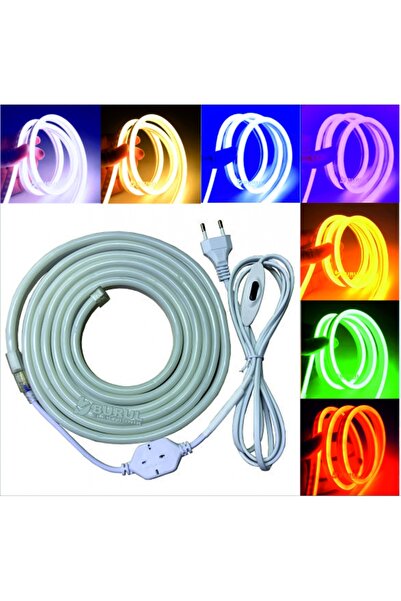 SAKİN ENERJİ Neon Şerit Led 220 Volt Esnek Silikonlu Aydınlatma + FİŞ DAHİL