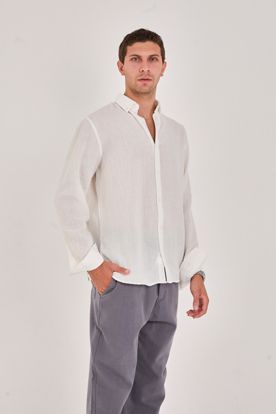 No Way Ανδρικό λινό πουκάμισο κανονικής εφαρμογής