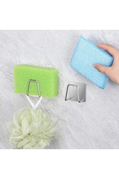 NaviRa Home Paslanmaz Çelik Bulaşık Süngeri Tutacağı 3M Yapışkanlı Bulaşık Sü...