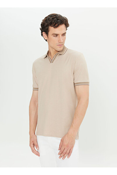 ALTINYILDIZ CLASSICS Ανδρικό μπλουζάκι πόλο Six Star Classics Jacquard Beige ACE091252126_Beige