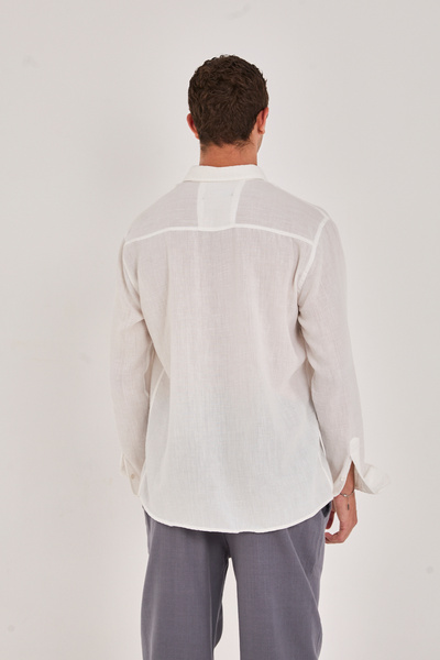 No Way Ανδρικό λινό πουκάμισο κανονικής εφαρμογής