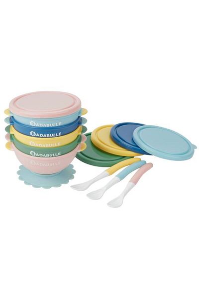 Badabulle Set 5 bowls and 3 colorful spoons