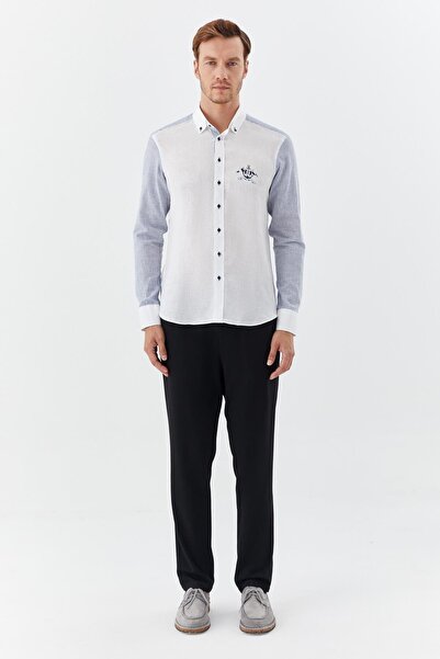 Sabri Özel Men's Shirt White-Navy Blue