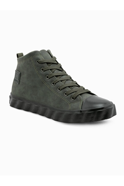 OMBRE Herren High-Top-Sneaker mit dekorativer Wellensohle - oliv V3 OM-FOTH-0126