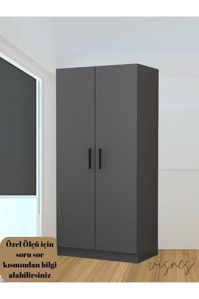 VISNES 2 Kapaklı Raflı Dolap Gardrop Yatak Odası