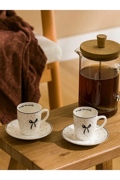 LC Waikiki Lcw Home Black 2-Person Porcelain Coffee Cup Set 90 ml