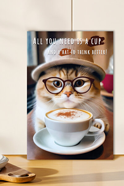 Zevahir Mobilya Dekorasyon 1 bucată pisică și o tablă MDF cu aspect de lemn c...