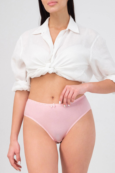 Happy Fox Βαμβακερά γυναικεία εσώρουχα 5 τεμαχίων σετ Lycra Slip Normal Waist Daily Comfort Pink