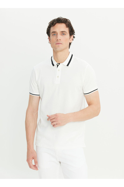ALTINYILDIZ CLASSICS Sixstar Classics Plain White Men's Polo T-Shirt Ace091252103_Byz