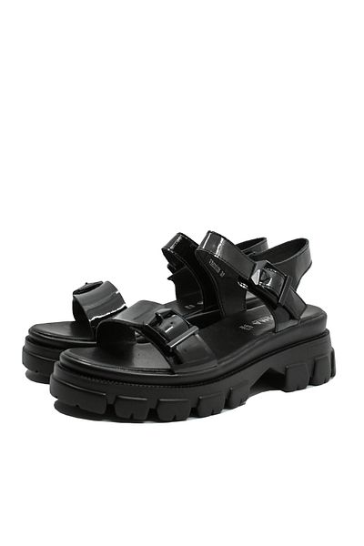 Karisma Sandale platformă Karisma, negre din piele naturală, cu catarame decorative