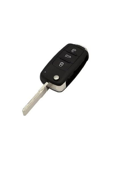 motor starter Car key case, compatible with Volkswagen, blade type, 3 buttons, LED on top, black