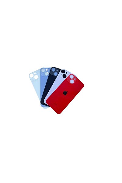 OEM Uyumlu İphone 14 Arka Kapak Süper Kalite Cam -Lazer Kesim Mavi