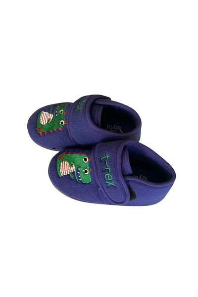 SOYLU Soft Embroidered Boy's Slippers Navy Blue