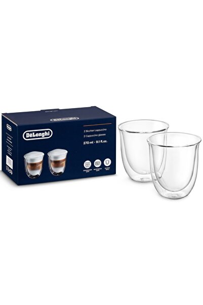 DELONGHİ Set 2 pahare cappuccino De'Longhi, 2x270 ml, sticlă termică, transparentă, cu pereți dubli