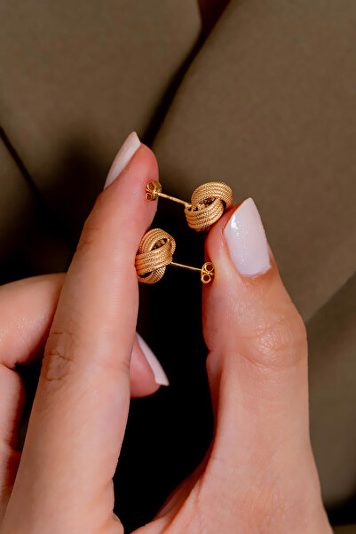 Bayar Gold 14 Ayar Altın İtalyan Hasır Düğüm Küpe 1,2 cm