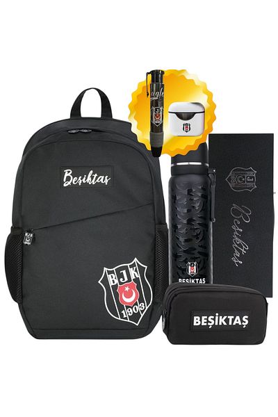 Beşiktaş School-Backpack, Double Eyed Pen Bag - Licensed Steel Thermos Premium Set with Cup