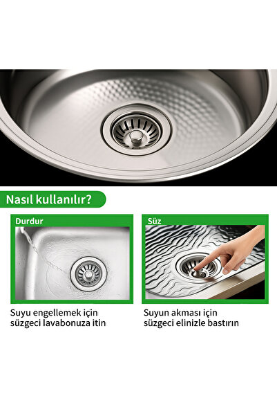 DESIPHON Çöpmak 2 Adet Mutfak Lavabo Sifon Gideri Paslanmaz Metal Tıpa Süzgeci 8 cm – Dayanıklı ve Uyumlu
