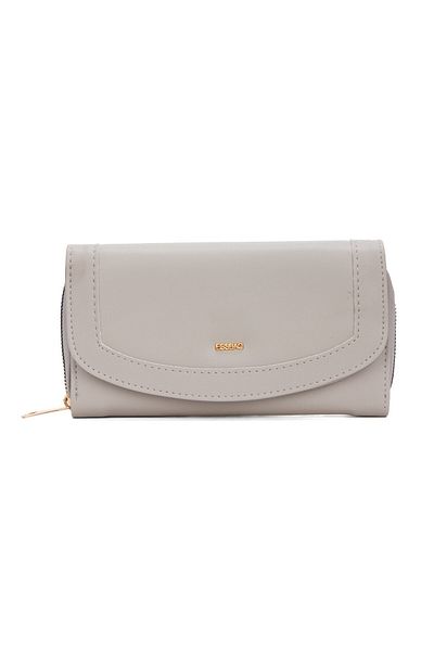 Newish Women's Gray Faux Leather Card Holder and Wallet