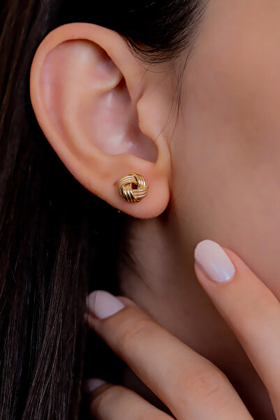 Bayar Gold 14 Ayar Altın İtalyan Düğüm Küpe 0,9 mm