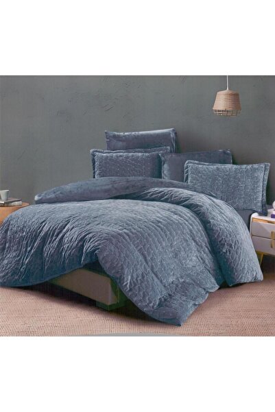 PROMISE لحاف كينج بلوجرين مخمل سادة 6ق