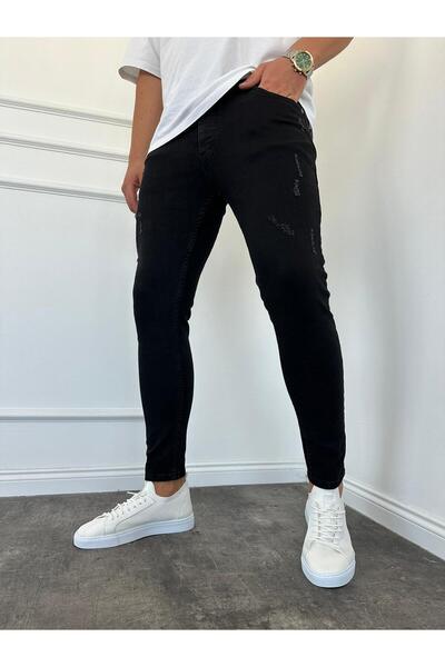 KağanKY Blugi slimfit cu șlefuire afumată