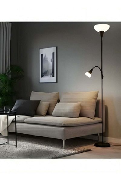 Primo Plus Floor Reading Lamp, LED Source, White Lampshade, Modern Home Decor Lamp