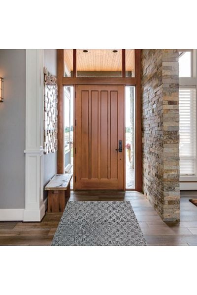 divendi-ro Rug for the hallway, with embossed pattern, with dense fabric and sewn edges, 130x80 cm, gray