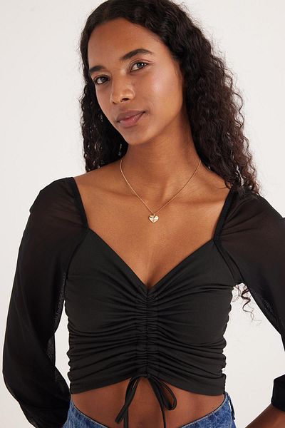 Tudors Women's Slim Fit Slim Fit Long Sleeve Gathered Black Blouse