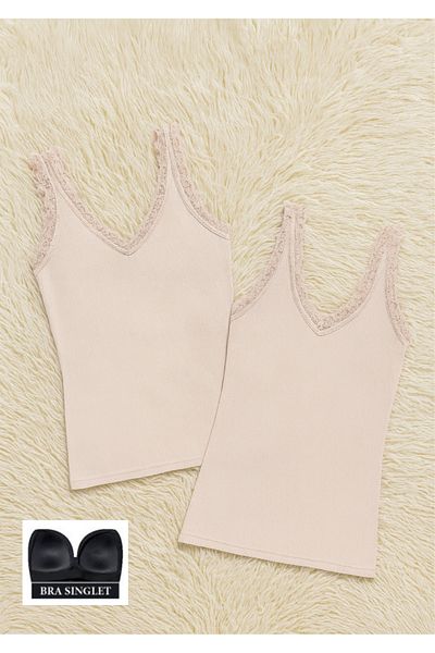 QKK Women's Camisole Modal Cotton Lycra Bralet Covered 2-Piece Bra Undershirt Q6K6K5T2Ka