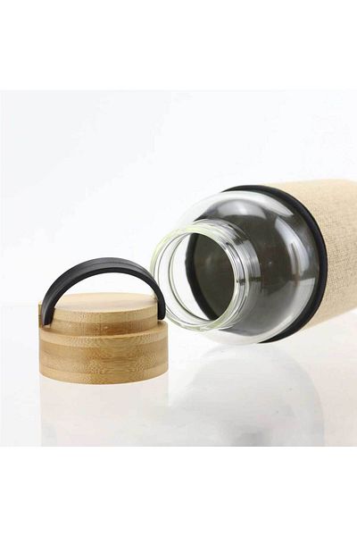 Wizart Glass Bottle with bamboo lid & Sleeve