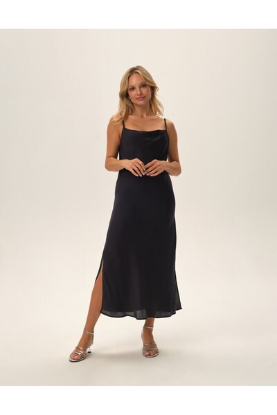 ESOTIQ Women's Satin Nightgown Maxi Sleep Dress Sleeveless Feminine Scoop Neck Side Slit | Jayla