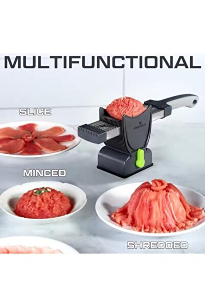 BLUE CORAL Manual Stainless Steel Fresh Meat Cutter Chopper for Meat Slicing Strips Dices for Home Kitchen (Bla