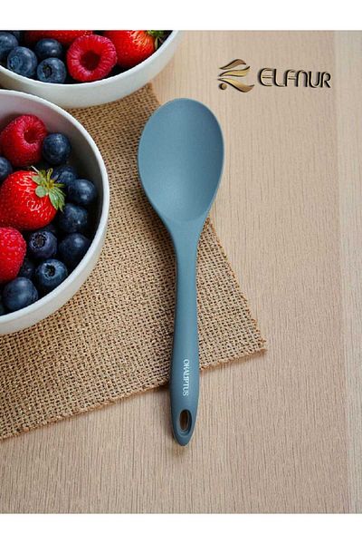 elfnur 30 cm Heat Resistant Fireproof Non-Stick Hard Tip Large Silicone Cooking Spoon