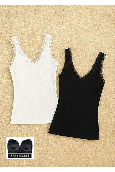 QKK Women's Camisole Modal Cotton Lycra Bralet Covered 2-Piece Bra Undershirt Q6K6K5T2Ka