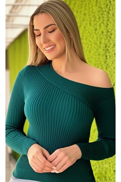 FLEX FASHION New Season Shoulder Detail Trend Knitwear Badi Petrol