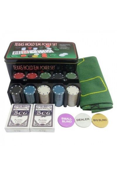 instastore Black Texas Hold'e Poker Set 200, chips and cards