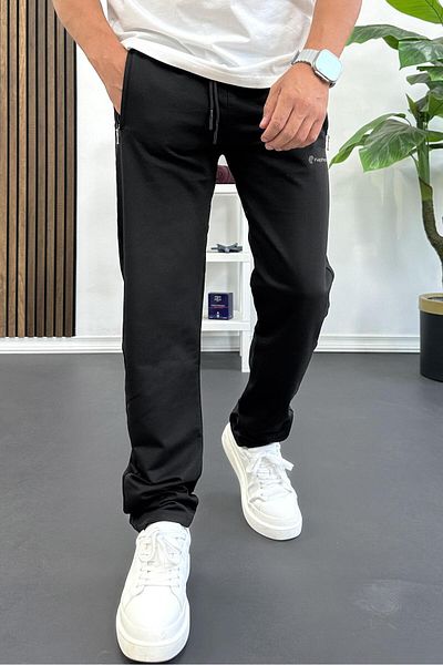 Edwox Men's Regular Fit Straight Leg Sweatpants Black Edw405
