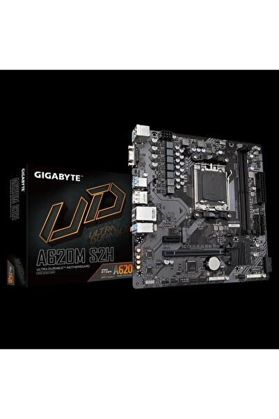 Gigabyte A620m-s2h، Rev.1.2، 6400 ميجا هرتز، 2xddr5، 1x M.2، D-sub، HDMI، Dp،...