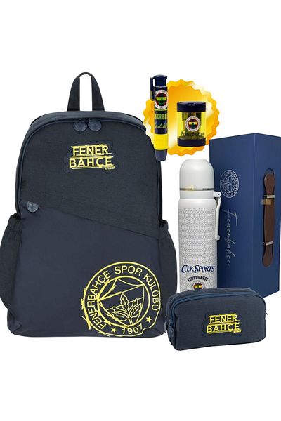 Fenerbahçe School-Backpack, Double Eyed Pen Bag - Licensed Steel Thermos Premium Set with Cup