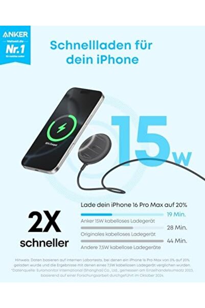 Anker MagSafe Charger Pad Compatible, MagGo iPhone 16 Wireless Charging Pad, Qi2 Certified 15W Wirel