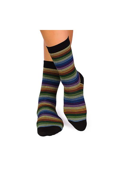 Pirin Hill FINE BAMBOO bamboo socks, dark rainbow stripes