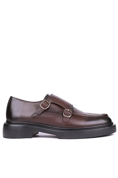 Shoetyle - حذاء كلاسيكي للرجال بإبزيم من الجلد الطبيعي باللون البني 115-K575