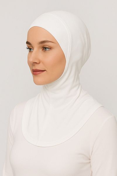 Merve Nayir Women's White Neck Collar Bonnet (Ninja Bonnet) – Non-Slip, Fully Covered Hijab Bonnet