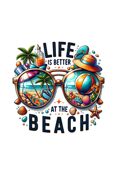 MegaSticker Life is better at the beach Sticker Araba, Motorsiklet, Kask, Lap...