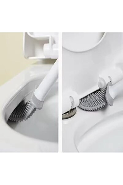 BLUE CORAL Flexible Silicone Toilet Brush with Holder Bathroom Leakproof Soft Toilet Bowl Cleaner Br