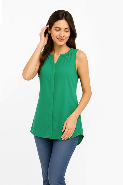 dorbe women’s sleeveless split v neck high low hem casual work top blouse