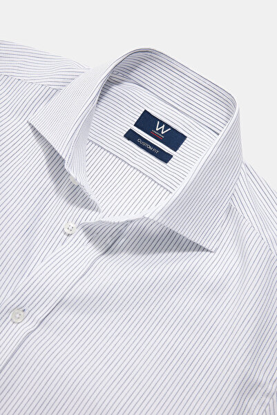 W Collection BEYAZ UZUN KOLLU ÇİZGİLİ GÖMLEK